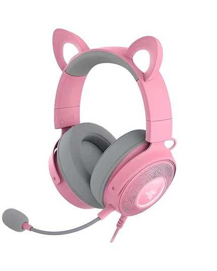 Razer Kraken Kitty Chroma USB Gaming Headset: Retractable Noise Cancelling Mic - Lightweight Aluminum - Quartz Pink - RZ04-02980200-R3M1