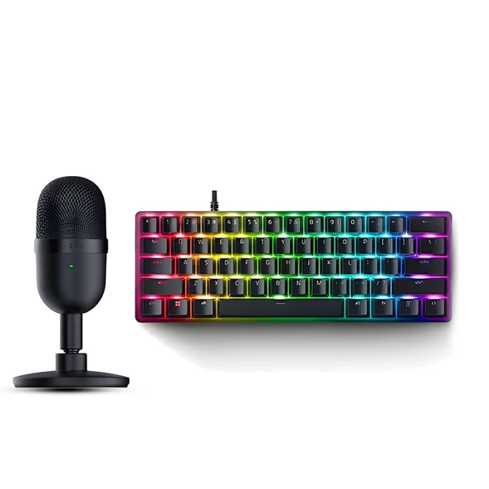 Razer Huntsman Mini Gaming Keyboard + Razer Seiren Mini USB Condenser Microphone – Bundle