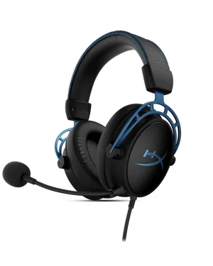 HyperX Cloud Alpha S – PC Gaming Headset, 7.1 Surround Sound, Adjustable Bass, Dual Chamber Drivers, Chat Mixer, Breathable Leatherette, Memory Foam, and Noise Cancelling Microphone – Blue