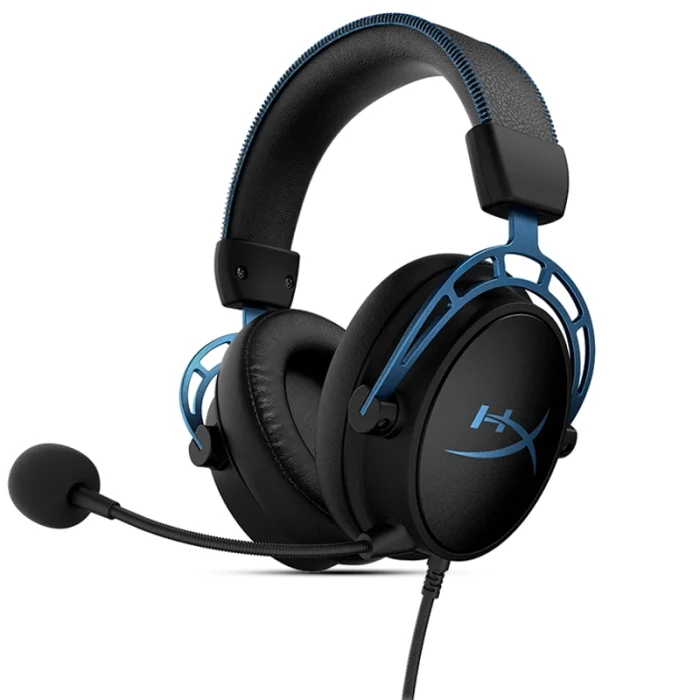 HyperX Cloud Alpha S – PC Gaming Headset, 7.1 Surround Sound, Adjustable Bass, Dual Chamber Drivers, Chat Mixer, Breathable Leatherette, Memory Foam, and Noise Cancelling Microphone – Blue